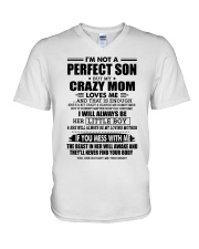 PERFECT SON GIFT - CRAZY MOM LOVING MOTHER -LITTLE V-Neck T-Shirt tile