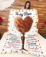 DAUGHTER TO MOM GIFT- THANK YOU FOR LOVING ME Large Fleece Blanket - 60" x 80" aos-coral-fleece-blanket-60x80-lifestyle-front-04a