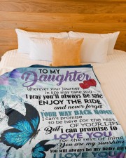 MOM TO DAUGHTER GIFT- BUTTERFLY - ENJOY THE RIDE Large Fleece Blanket - 60" x 80" aos-coral-fleece-blanket-60x80-lifestyle-front-02a