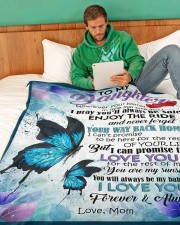 MOM TO DAUGHTER GIFT- BUTTERFLY - ENJOY THE RIDE Large Fleece Blanket - 60" x 80" aos-coral-fleece-blanket-60x80-lifestyle-front-06a