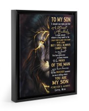 MOM TO SON GIFT- LION SUDDENLY A MAN STOOD Floating Framed Canvas Prints Black tile