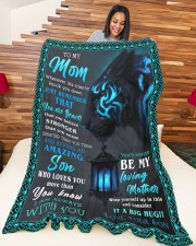 SON TO MOM GIFT- BRAVER STRONGER SMARTER- AMAZING Large Fleece Blanket - 60" x 80" aos-coral-fleece-blanket-60x80-lifestyle-front-04a
