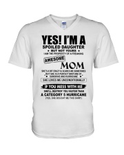 SPOILED DAUGHTER GIFT - AWESOME MOM 5 HURRICANE V-Neck T-Shirt tile