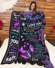 DAD TO DAUGHTER GIFT- BUTTERFLY PROUD OF YOU Large Fleece Blanket - 60" x 80" aos-coral-fleece-blanket-60x80-lifestyle-front-04a