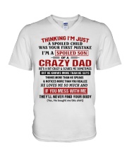 SPOILED SON GIFT- CRAZY DAD- SCARES ME SOMETIMES V-Neck T-Shirt tile