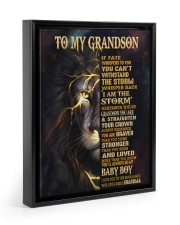 GRANDMA TO GRANDSON GIFT- FATE STORM BRAVER -LION Floating Framed Canvas Prints Black tile