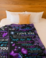 MOM TO DAUGHTER GIFT- PROUD OF YOU BUTTERFLY Large Fleece Blanket - 60" x 80" aos-coral-fleece-blanket-60x80-lifestyle-front-02a
