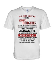 DAUGHTER TO MOM GIFT- YOU CAN'T SCARE ME V-Neck T-Shirt tile