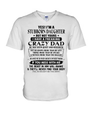 STUBBORN DAUGHTER GIFT -CRAZY DAD- QUIET- RESERVED V-Neck T-Shirt tile
