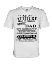 DAUGHTER SON GIFT- ATTITUDE- AWESOME DAD- WARRIOR V-Neck T-Shirt tile