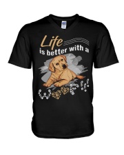 Life is better with a woof V-Neck T-Shirt thumbnail