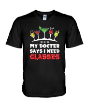 MY DOCTER SAYS I NEED GLASSES - WINE V-Neck T-Shirt thumbnail