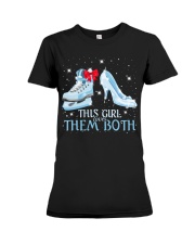 THIS GIRL LOVES THEM BOTH Premium Fit Ladies Tee thumbnail