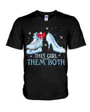 THIS GIRL LOVES THEM BOTH V-Neck T-Shirt thumbnail