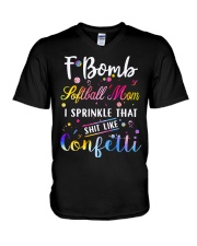 F BOMB SOFTBALL MOM V-Neck T-Shirt thumbnail