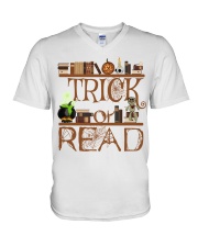 Librarian Trick or Read V-Neck T-Shirt tile