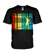Badminton I'd Rather Be V-Neck T-Shirt tile