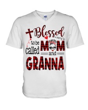Blessed To Be Called Mom And Granna V-Neck T-Shirt tile