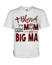 Blessed To Be Called Mom And Big ma V-Neck T-Shirt tile