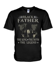 Black Father V-Neck T-Shirt tile