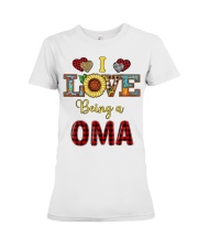 I Love Being A Oma Premium Fit Ladies Tee tile