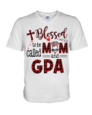 Blessed To Be Called Mom And GPA V-Neck T-Shirt tile