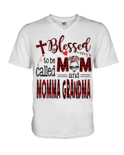 Blessed To Be Called Mom And Momma Grandma V-Neck T-Shirt tile