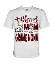 Blessed To Be Called Mom And GramE Nona V-Neck T-Shirt tile