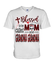 Blessed To Be Called Mom And Grandma Grandma V-Neck T-Shirt tile