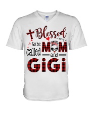 Blessed To Be Called Mom And Gigi V-Neck T-Shirt tile