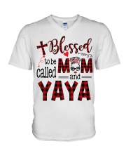 Blessed To Be Called Mom And Yaya V-Neck T-Shirt tile