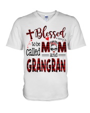 Blessed To Be Called Mom And Grangran V-Neck T-Shirt tile