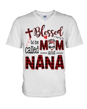 Blessed To Be Called Mom And Nana V-Neck T-Shirt tile