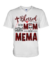 Blessed To Be Called Mom And Mema V-Neck T-Shirt tile
