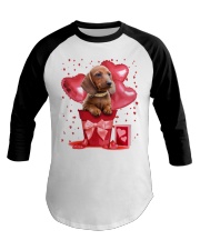 Dachshund Valentine Gift Baseball Tee tile