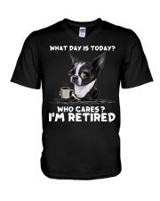 Boston Terrier I Am Retired V-Neck T-Shirt tile