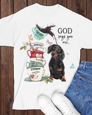 Dachshund God Says You Are Classic T-Shirt apparel-classic-tshirt-lifestyle-front-158