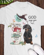 Dachshund God Says You Are Classic T-Shirt apparel-classic-tshirt-lifestyle-front-160