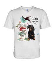 Dachshund God Says You Are V-Neck T-Shirt tile