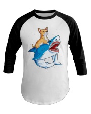 Chihuahua Riding Shark Baseball Tee tile