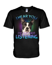 Boston Terrier-02-I Hear You V-Neck T-Shirt tile