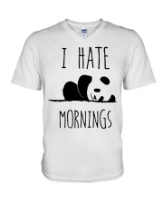 Bear I Hate Mornings Panda V-Neck T-Shirt tile
