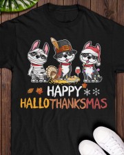 Boston Terrier Happy HALLOTHANKSMAS Classic T-Shirt apparel-classic-tshirt-lifestyle-front-160
