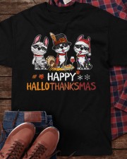 Boston Terrier Happy HALLOTHANKSMAS Classic T-Shirt apparel-classic-tshirt-lifestyle-front-270