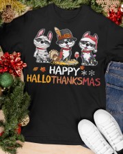 Boston Terrier Happy HALLOTHANKSMAS Classic T-Shirt apparel-classic-tshirt-lifestyle-front-82