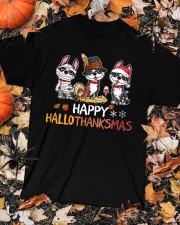 Boston Terrier Happy HALLOTHANKSMAS Classic T-Shirt custom-t-shirts-classic-lifestyle-front-320