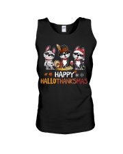 Boston Terrier Happy HALLOTHANKSMAS Unisex Tank tile