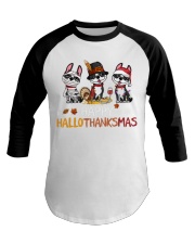 Boston Terrier Happy HALLOTHANKSMAS Baseball Tee tile