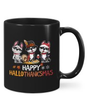 Boston Terrier Happy HALLOTHANKSMAS Mugs tile