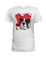 Boston Terrier Valentine Ladies T-Shirt tile